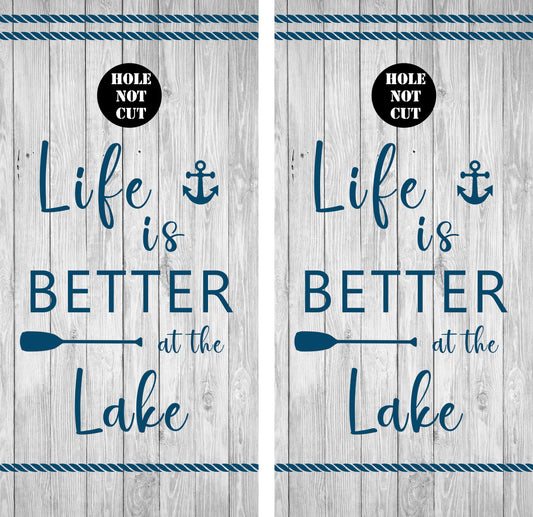 Life is Better at The Lake Vinyl Wraps/Skins Cornhole Set
