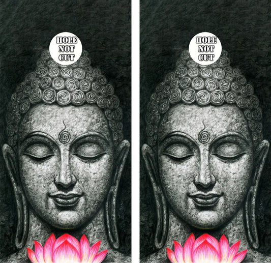 Buddha Statue Pink Flower Cornhole Wraps/Skins