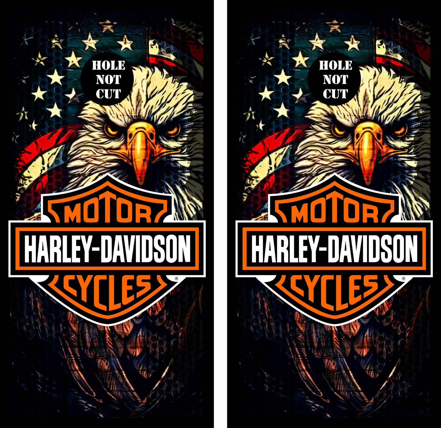 Harley Davidson Eagle Head Flag Cornhole Wraps/Skins