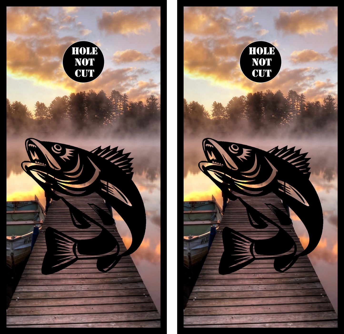 Walleye Sunset Silhouette Cornhole Vinyl Wraps/Skins