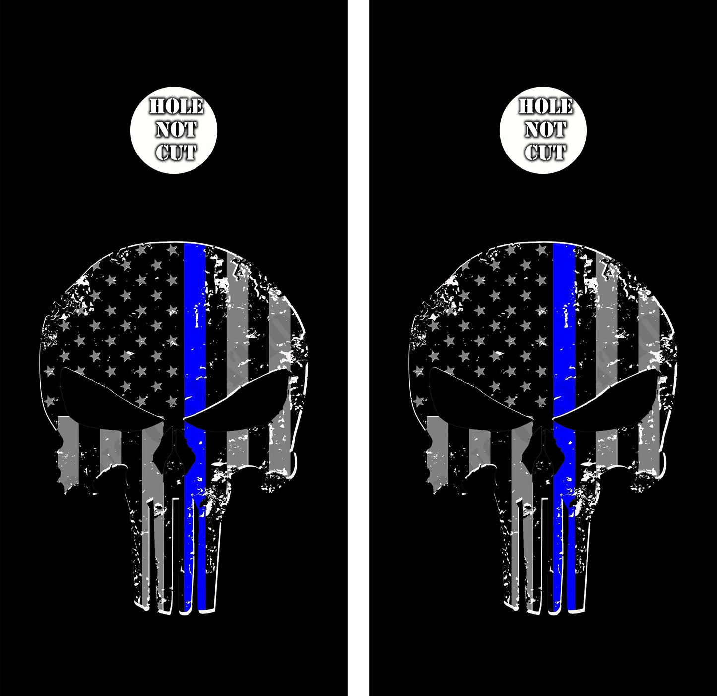 Punisher Thin Blue Line Cornhole Vinyl Wraps/Skins