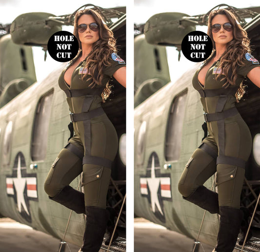 Pinup Model Flight Suit Helicopter Cornhole Wraps/Skins