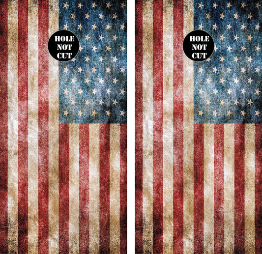 Vintage American Flag Cornhole Vinyl Wraps/Skins
